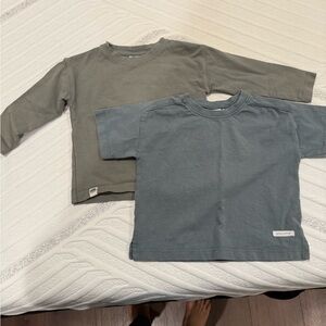 Zara Long Sleeve and Short Sleeve Shirt Set - Green and Blue